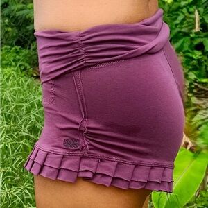Lotus tribe plum ruffle fold over shorts